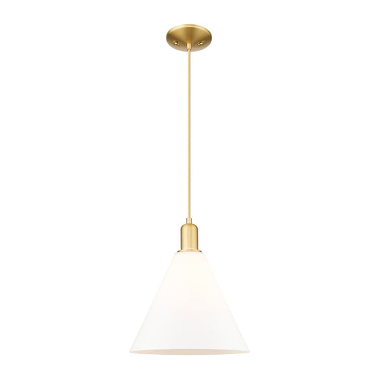 Innovations Berkshire Glass 12in 1-Light Mini Pendant | Industrial Satin Gold Steel and Matte White Glass | Kitchen Island & | Model 716-1P-SG-GBC-121
