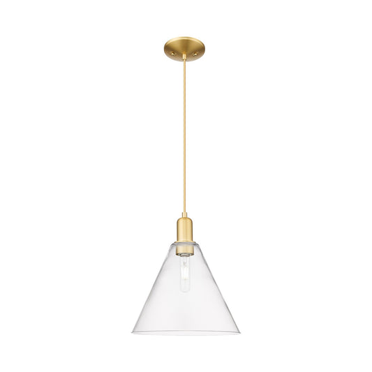 Innovations Berkshire Glass 12in 1-Light Mini Pendant | Industrial Satin Gold Steel and Clear Glass | Kitchen Island & Dining | Model 716-1P-SG-GBC-122
