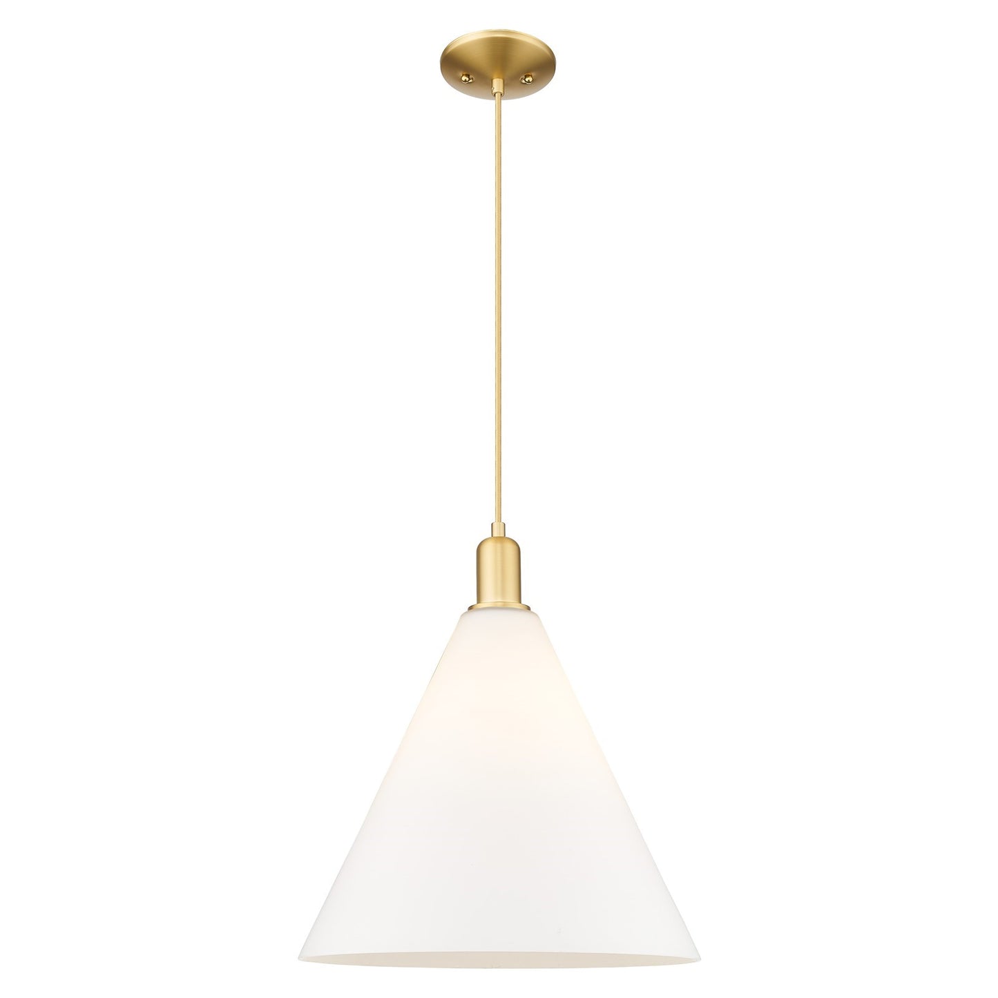 Innovations Berkshire Glass 16in 1-Light Mini Pendant | Industrial Satin Gold Steel and Matte White Glass | Kitchen Island & | Model 716-1P-SG-GBC-161