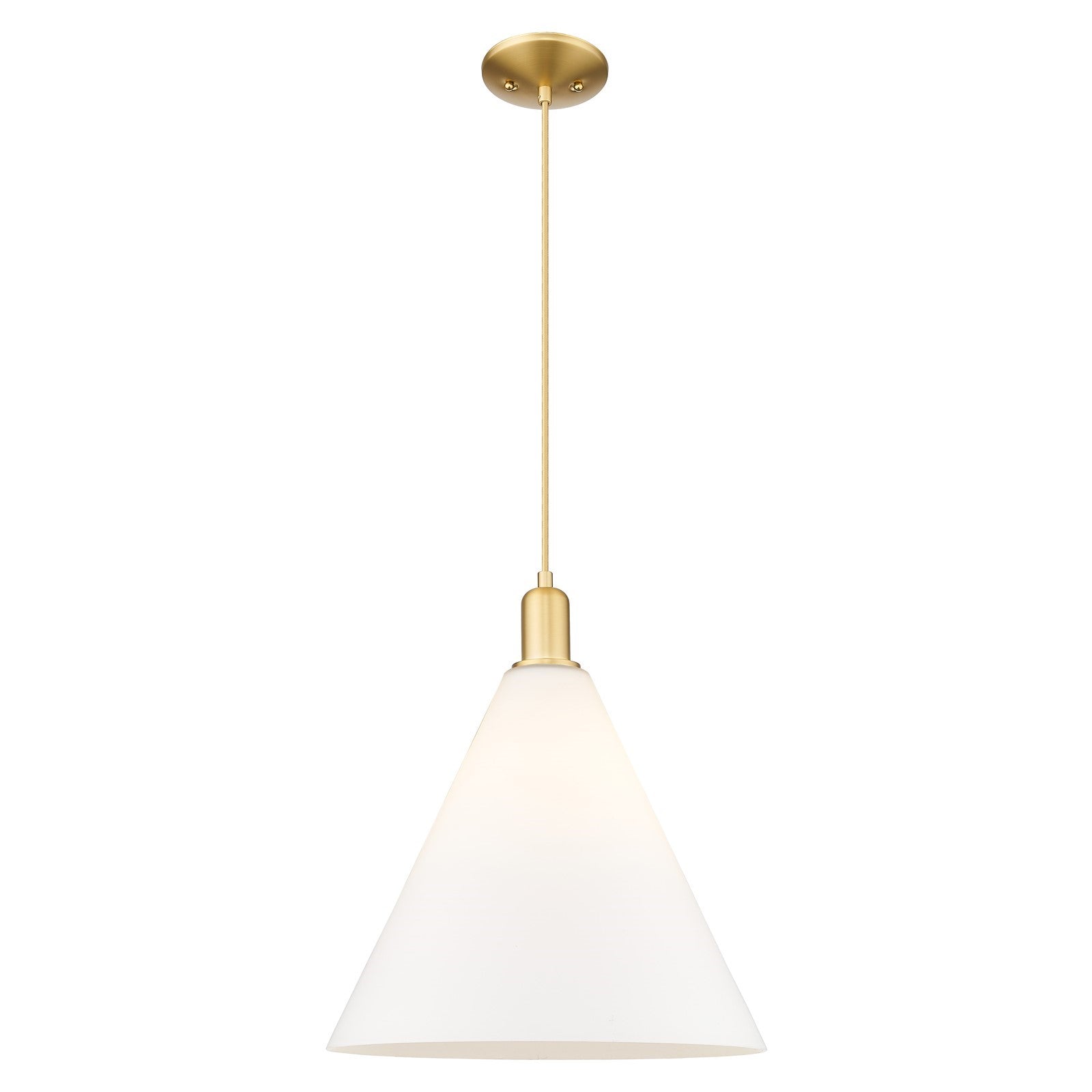 Innovations Berkshire Glass 16in 1-Light Mini Pendant | Industrial Satin Gold Steel and Matte White Glass | Kitchen Island & | Model 716-1P-SG-GBC-161