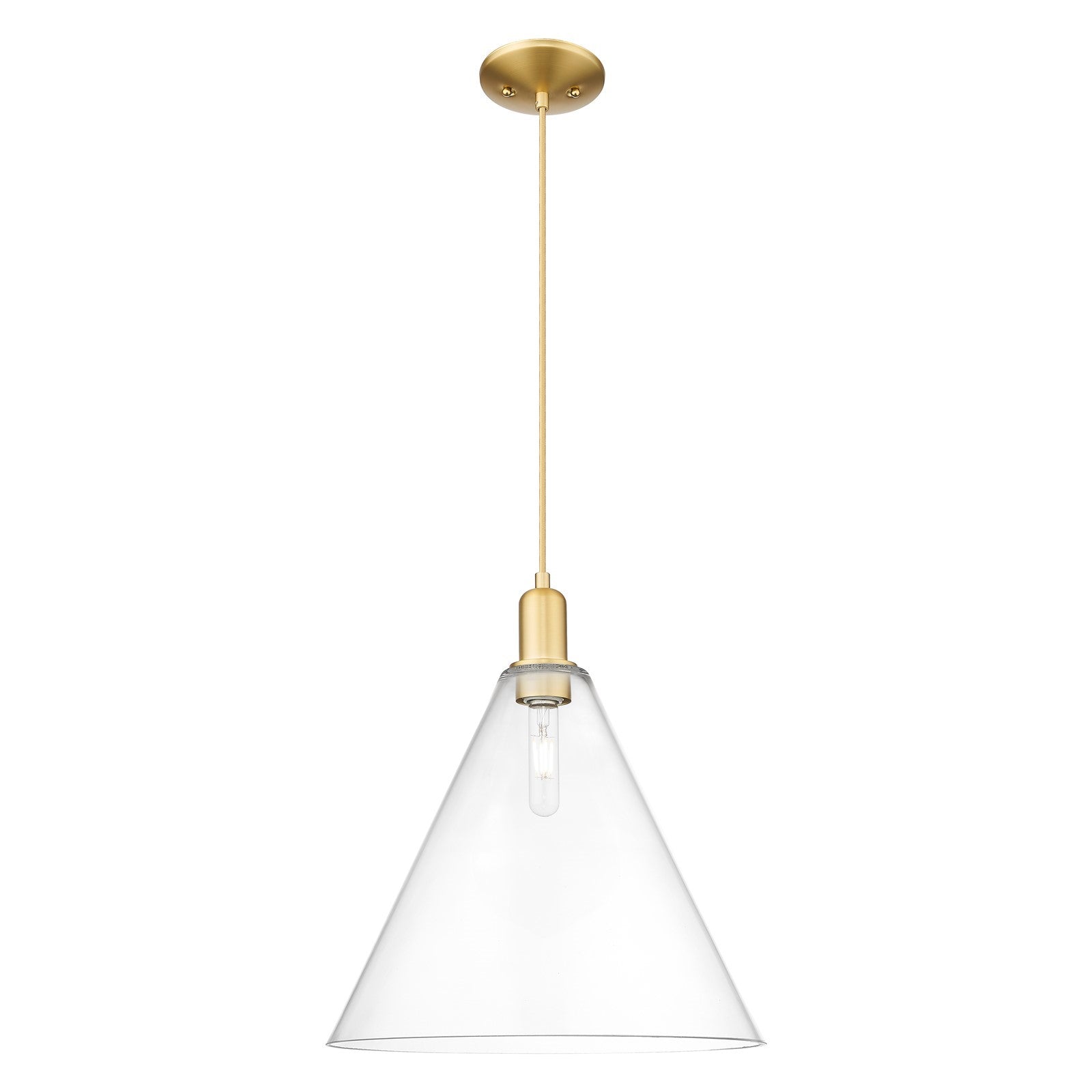 Innovations Berkshire Glass 16in 1-Light Mini Pendant | Industrial Satin Gold Steel and Clear Glass | Kitchen Island & Dining | Model 716-1P-SG-GBC-162