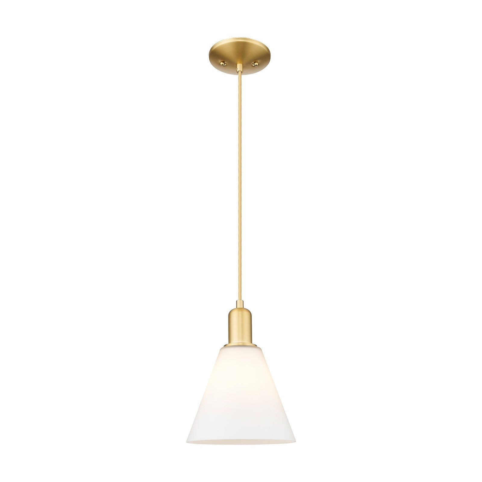 Innovations Berkshire Glass 8in 1-Light Mini Pendant | Industrial Satin Gold Steel and Matte White Glass | Kitchen Island & | Model 716-1P-SG-GBC-81