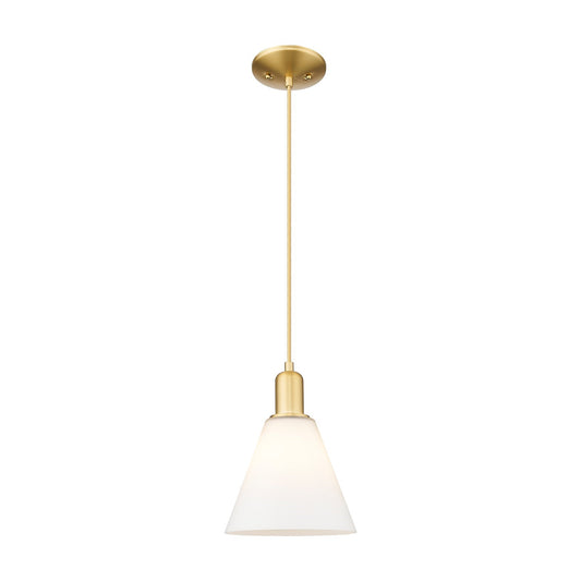 Innovations Berkshire Glass 8in 1-Light Mini Pendant | Industrial Satin Gold Steel and Matte White Glass | Kitchen Island & | Model 716-1P-SG-GBC-81