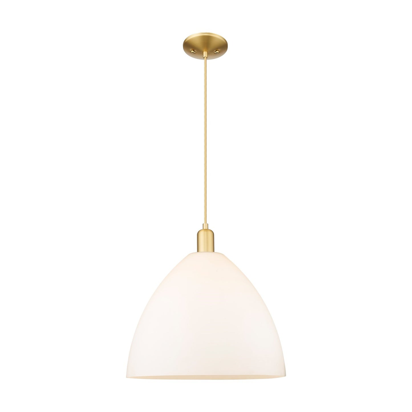Innovations Bristol 16in 1-Light Mini Pendant | Industrial Satin Gold Steel and Matte White Glass | Kitchen Island & Dining Room | Model 716-1P-SG-GBD-161