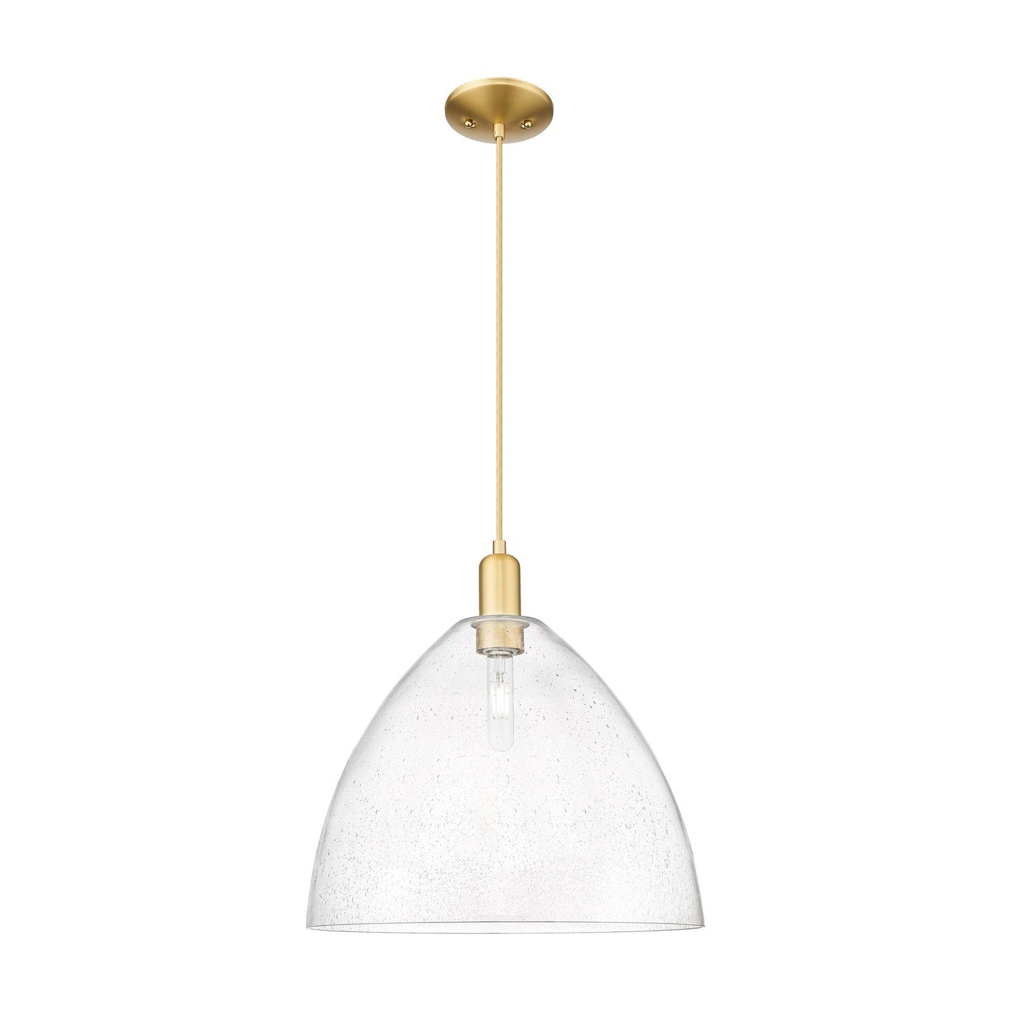 Innovations Bristol 16in 1-Light Mini Pendant | Industrial Satin Gold Steel and Seedy Glass | Kitchen Island & Dining Room | 16 | Model 716-1P-SG-GBD-164