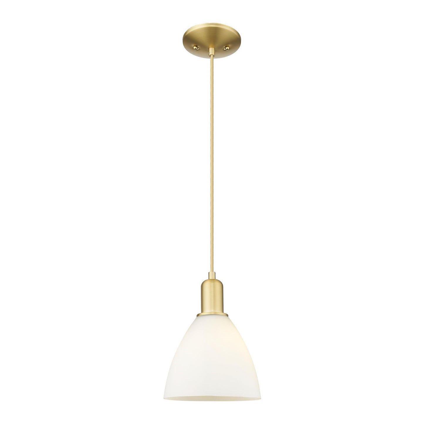 Innovations Bristol 7.5in 1-Light Mini Pendant | Industrial Satin Gold Steel and Matte White Glass | Kitchen Island & Dining | Model 716-1P-SG-GBD-751