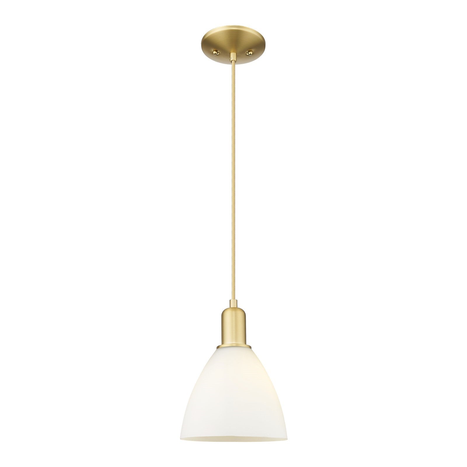 Innovations Bristol 7.5in 1-Light Mini Pendant | Industrial Satin Gold Steel and Matte White Glass | Kitchen Island & Dining | Model 716-1P-SG-GBD-751