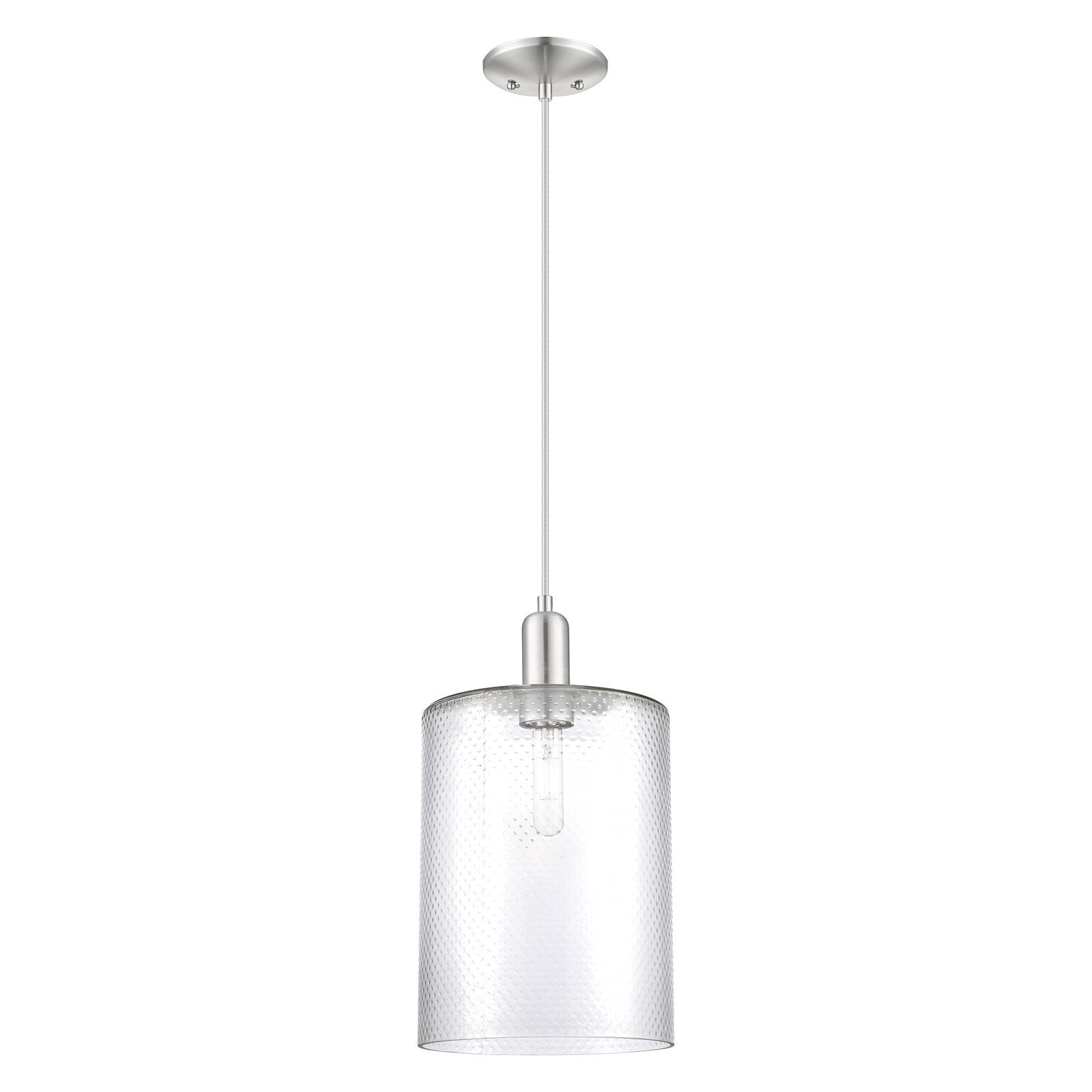 Innovations Cobbleskill 9in 1-Light Mini Pendant | Industrial Brushed Satin Nickel Steel and Clear Glass | Kitchen Island & | Model 716-1P-SN-G112-L