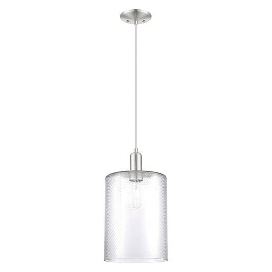 Innovations Cobbleskill 9in 1-Light Mini Pendant | Industrial Brushed Satin Nickel Steel and Clear Glass | Kitchen Island & | Model 716-1P-SN-G112-L
