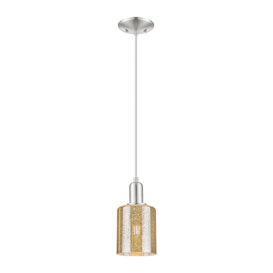 Innovations Cobbleskill 5in 1-Light Mini Pendant | Industrial Brushed Satin Nickel Steel and Mercury Glass | Kitchen Island & | Model 716-1P-SN-G116