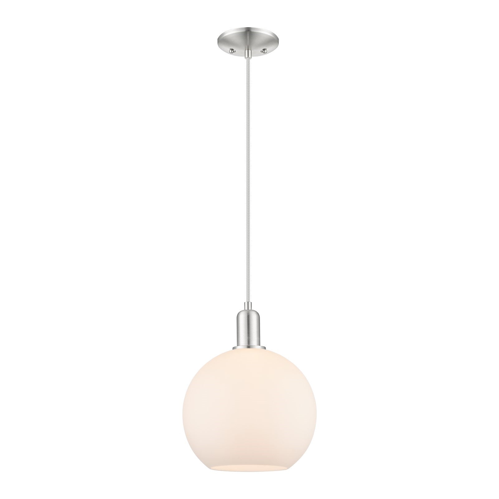 Innovations Athens 10in 1-Light Mini Pendant | Industrial Brushed Satin Nickel and Matte White Glass | Kitchen Island & Dining | Model 716-1P-SN-G121-10