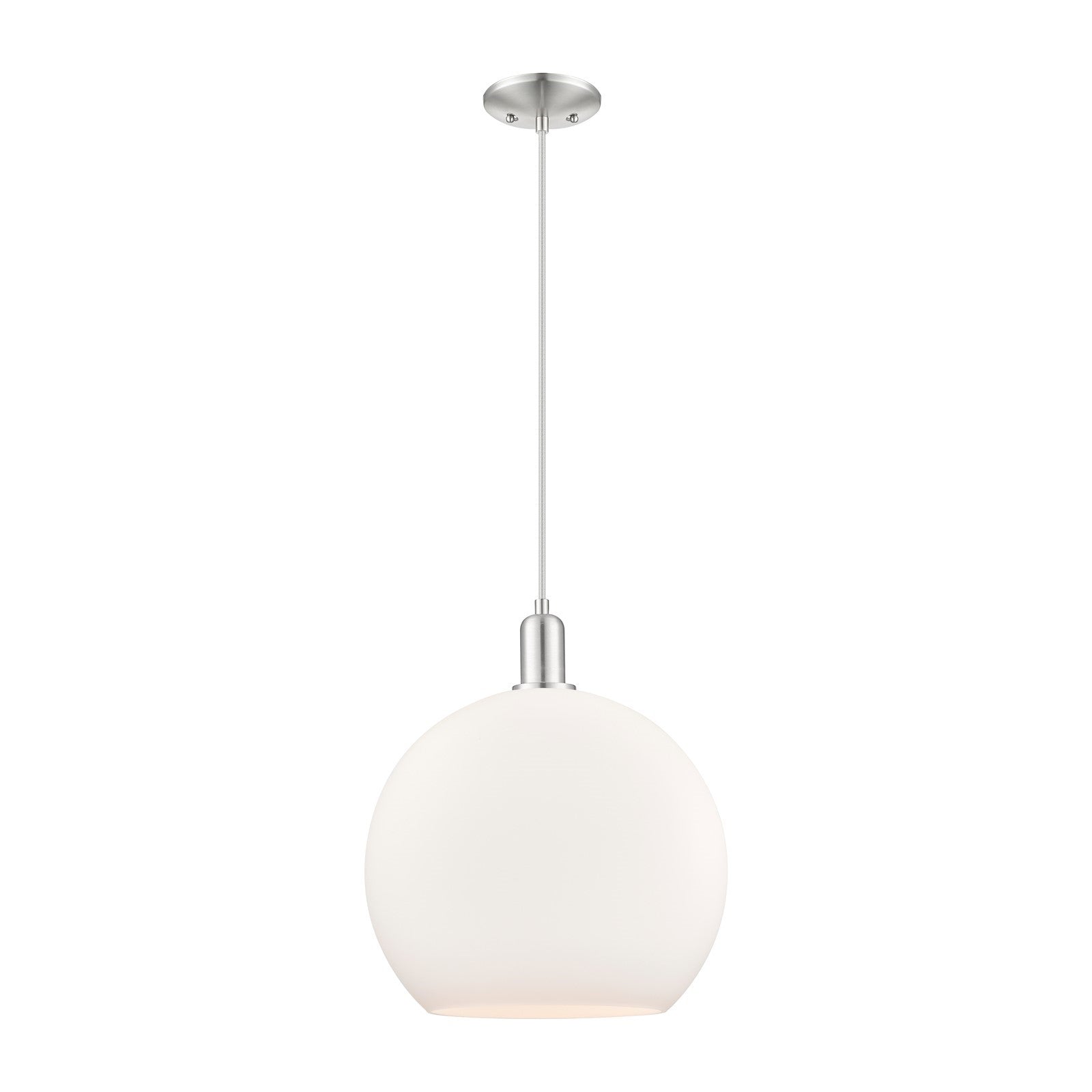 Innovations Athens 14in 1-Light Mini Pendant | Industrial Brushed Satin Nickel and Matte White Glass | Kitchen Island & Dining | Model 716-1P-SN-G121-14
