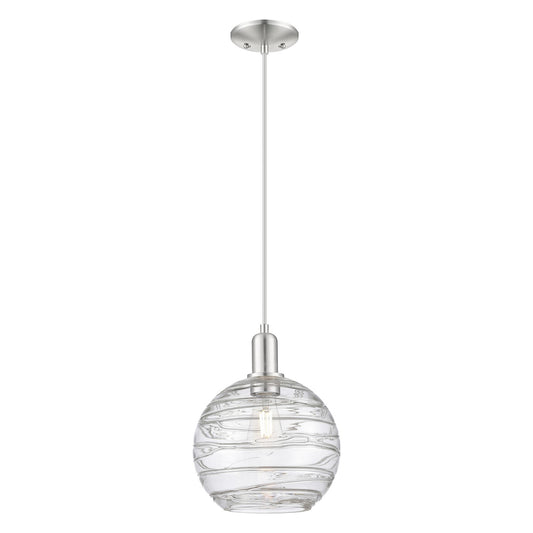 Innovations Athens Deco Swirl 10in 1-Light Mini Pendant | Industrial Brushed Satin Nickel Steel and Clear Glass | Kitchen | Model 716-1P-SN-G1213-10CL