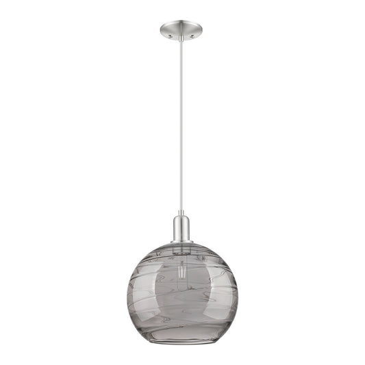 Innovations Athens Deco Swirl 12in 1-Light Mini Pendant | Industrial Brushed Satin Nickel and Light Smoke Glass | Kitchen | Model 716-1P-SN-G1213-12SM
