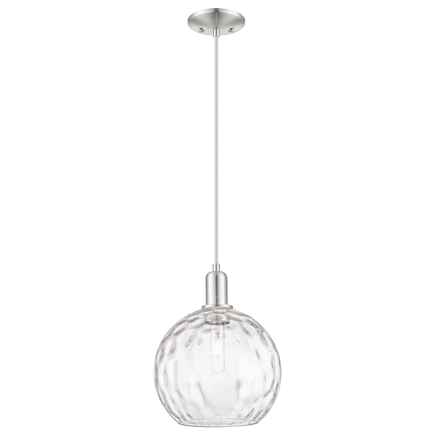 Innovations Athens Water Glass 10in 1-Light Mini Pendant | Industrial Brushed Satin Nickel Steel and Clear Glass | Kitchen | Model 716-1P-SN-G1215-10