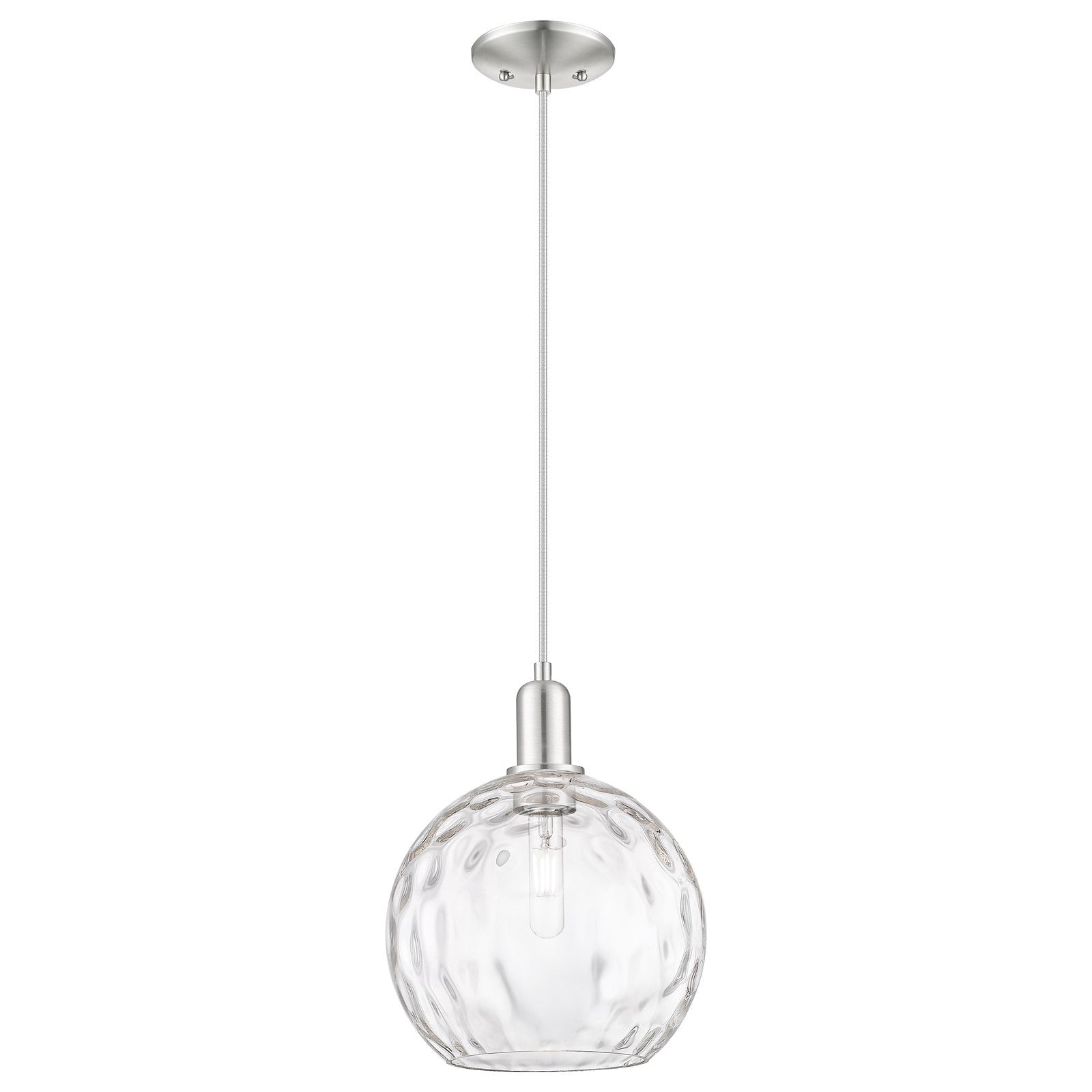 Innovations Athens Water Glass 10in 1-Light Mini Pendant | Industrial Brushed Satin Nickel Steel and Clear Glass | Kitchen | Model 716-1P-SN-G1215-10