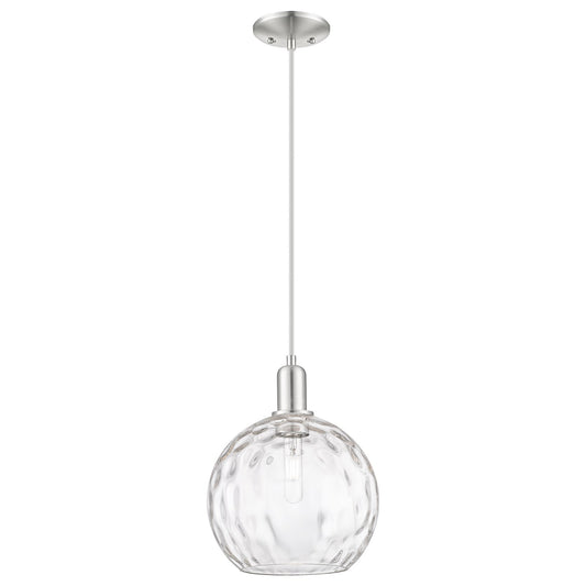 Innovations Athens Water Glass 10in 1-Light Mini Pendant | Industrial Brushed Satin Nickel Steel and Clear Glass | Kitchen | Model 716-1P-SN-G1215-10