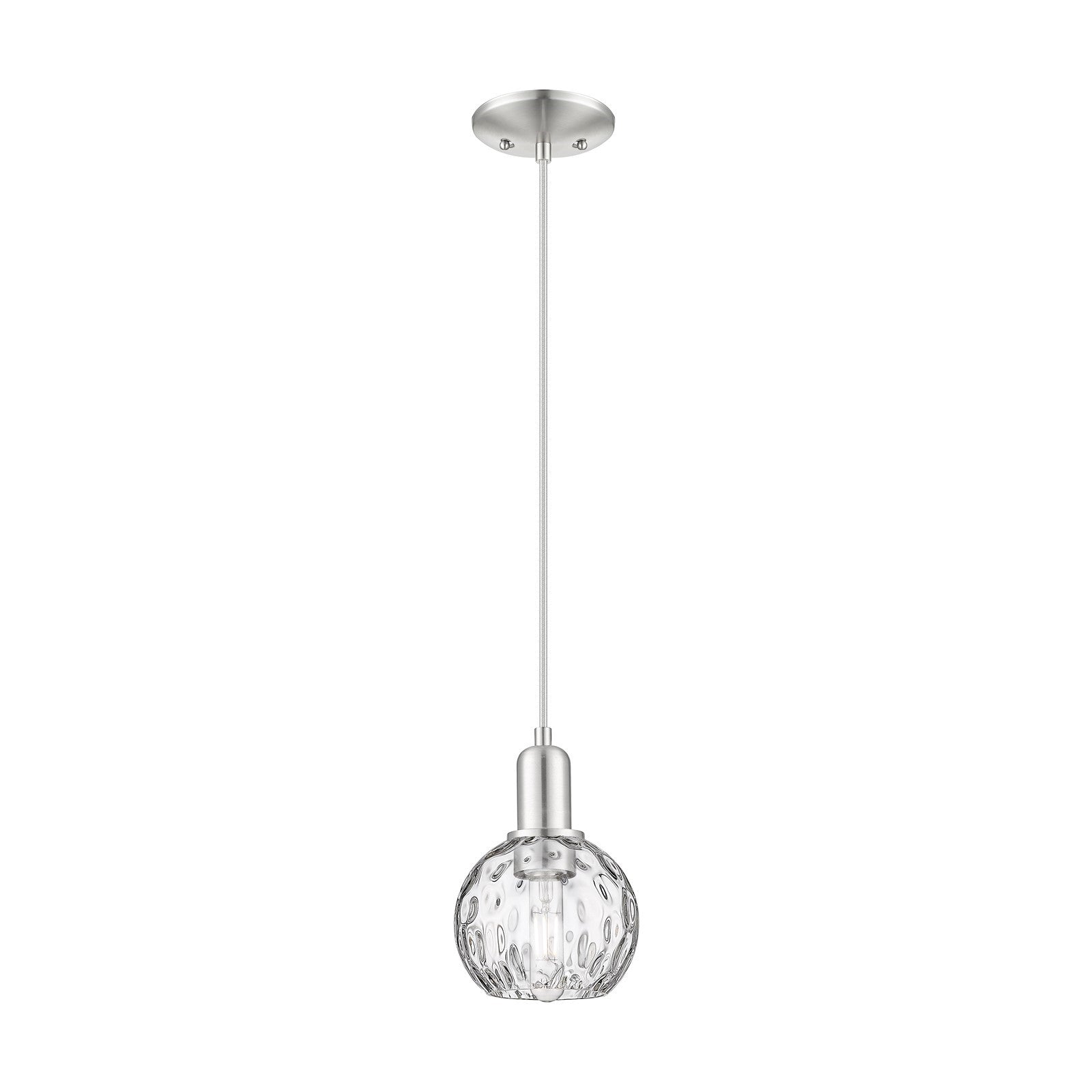 Innovations Athens Water Glass 6in 1-Light Mini Pendant | Industrial Brushed Satin Nickel and Clear Glass | Kitchen Island & | Model 716-1P-SN-G1215-6