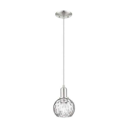 Innovations Athens Water Glass 6in 1-Light Mini Pendant | Industrial Brushed Satin Nickel and Clear Glass | Kitchen Island & | Model 716-1P-SN-G1215-6