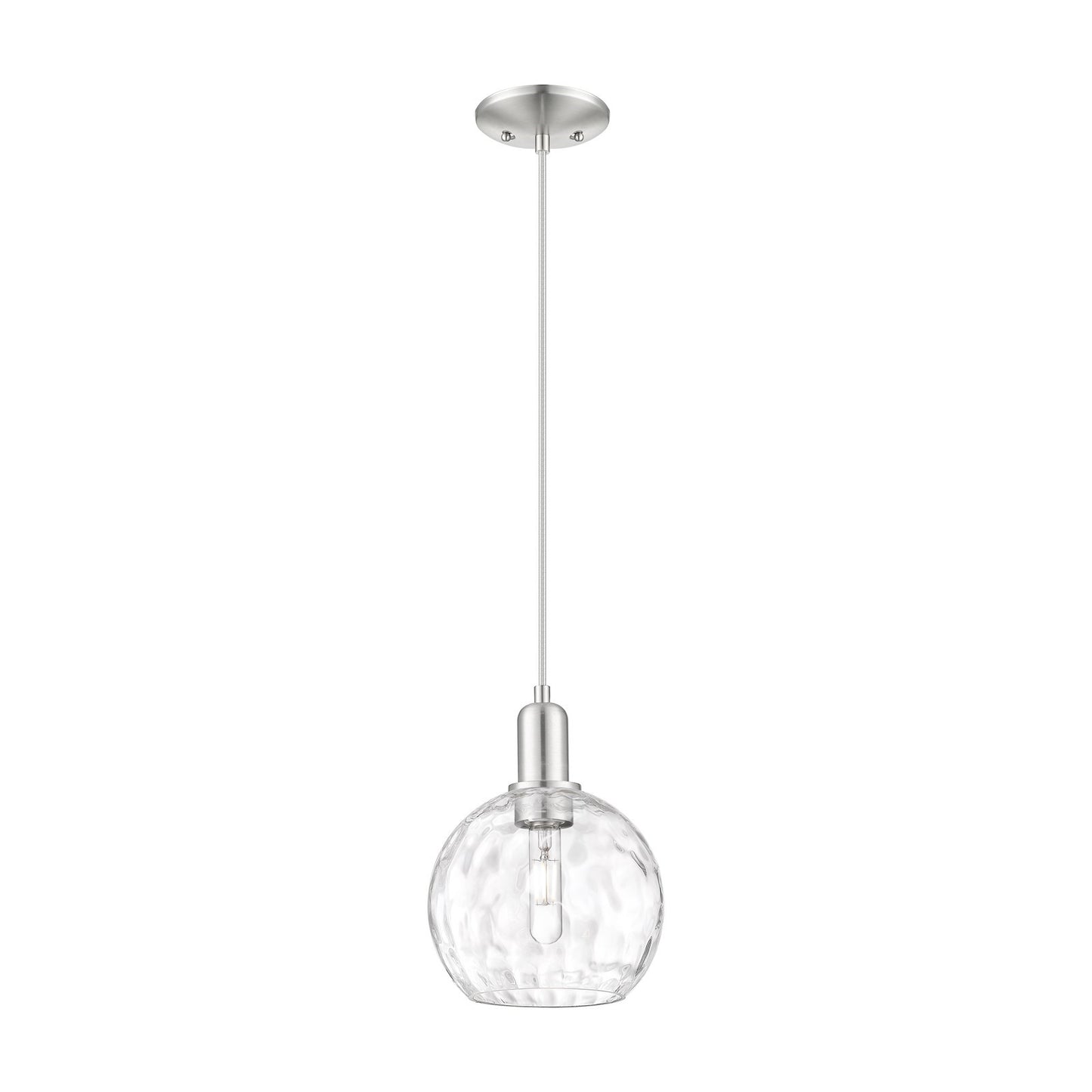 Innovations Athens Water Glass 8in 1-Light Mini Pendant | Industrial Brushed Satin Nickel and Clear Water Glass | Kitchen Island | Model 716-1P-SN-G1215-8