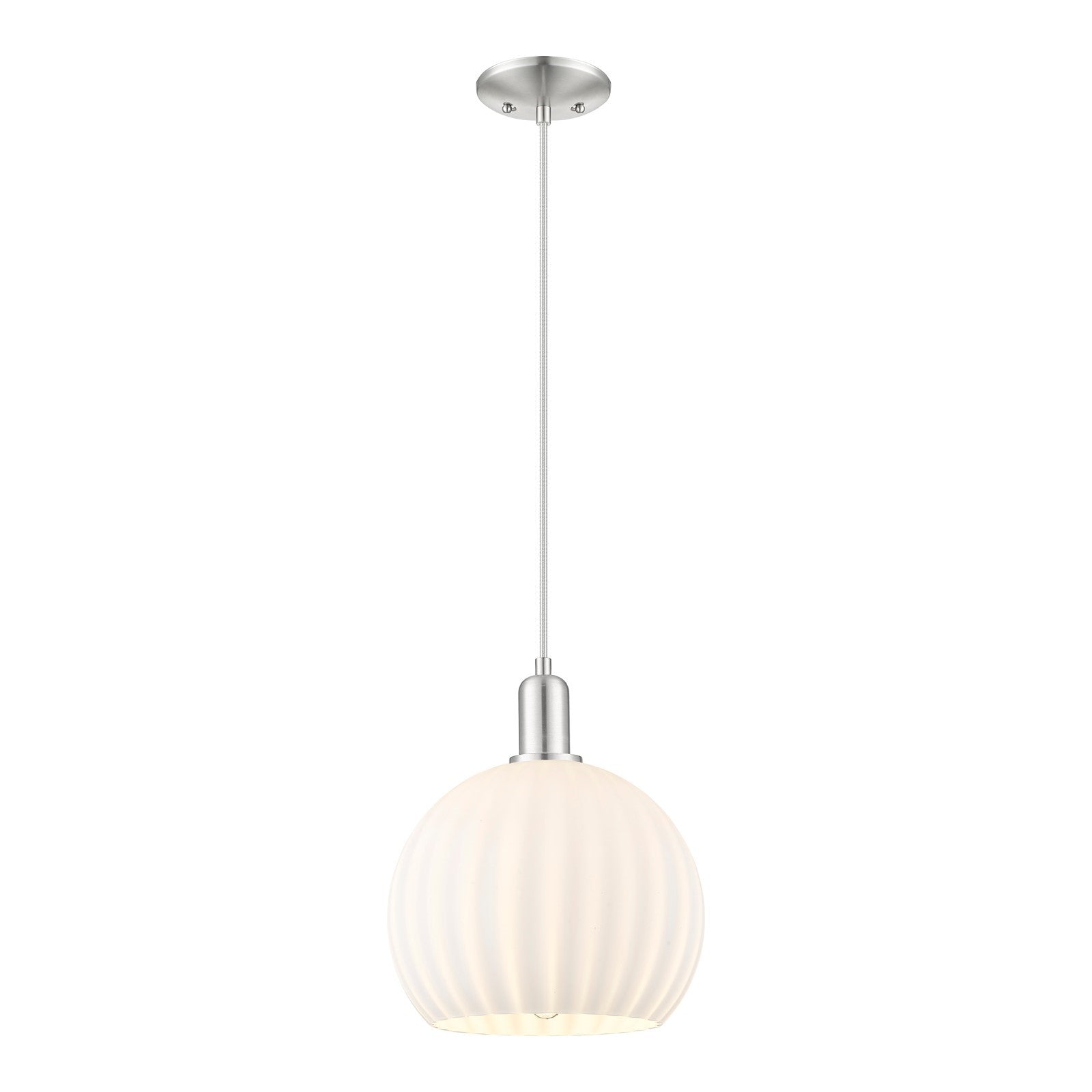 Innovations Lighting Arcadia 10in 1-Light Mini Pendant | Industrial Brushed Satin Nickel and White Venetian Glass | Kitchen | Model 716-1P-SN-G1217-10WV
