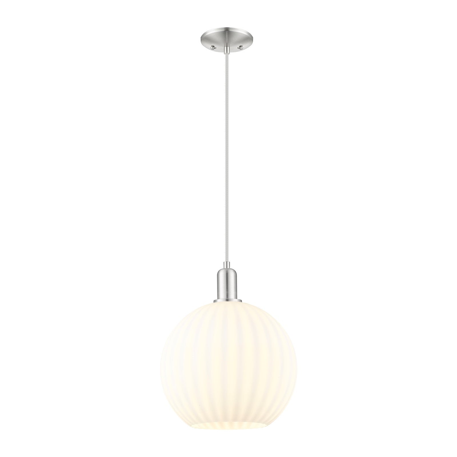 Innovations Lighting Arcadia 12in 1-Light Mini Pendant | Industrial Brushed Satin Nickel and White Venetian Glass | Kitchen | Model 716-1P-SN-G1217-12WV