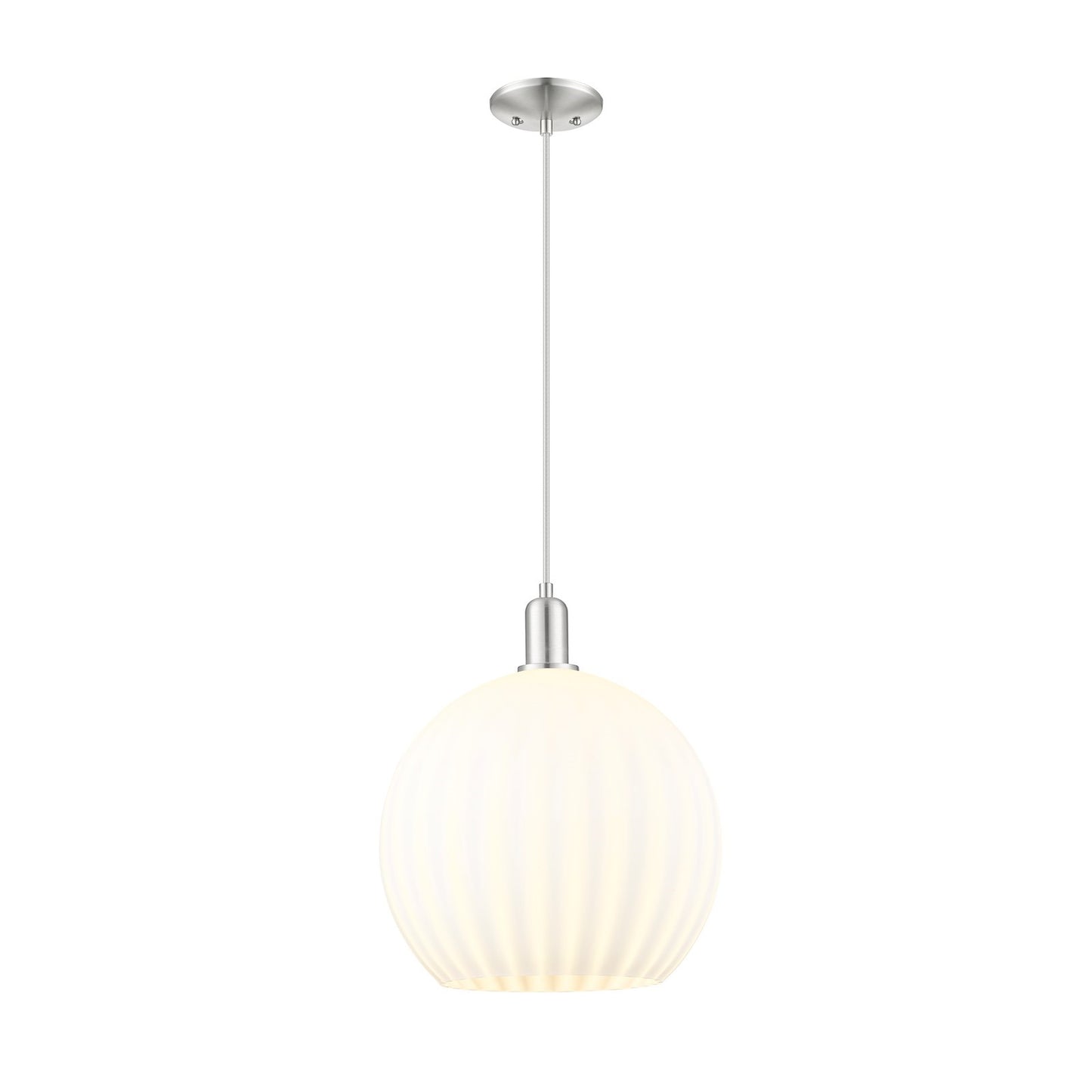 Innovations Lighting White Venetian 1-Light Mini Pendant | Industrial Brushed Satin Nickel and White Venetian Glass | Kitchen | Model 716-1P-SN-G1217-14WV