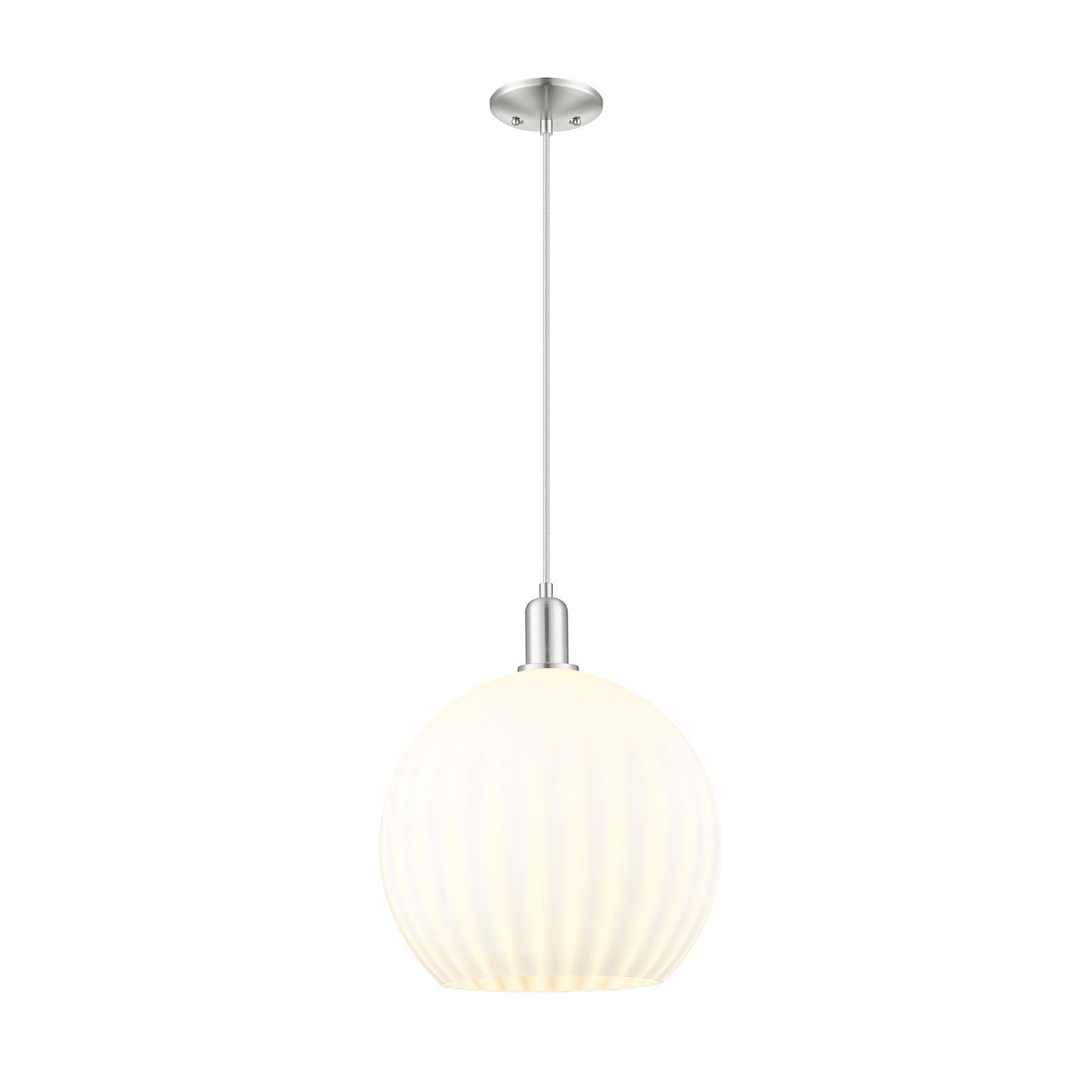 Innovations Lighting White Venetian 1-Light Mini Pendant | Industrial Brushed Satin Nickel and White Venetian Glass | Kitchen | Model 716-1P-SN-G1217-14WV