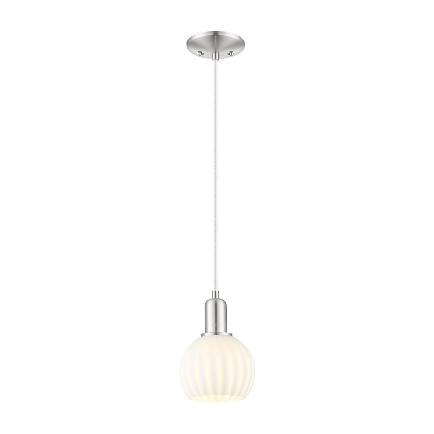 Innovations Lighting Arcadia 6in 1-Light Mini Pendant | Industrial Brushed Satin Nickel and White Venetian Glass | Kitchen | Model 716-1P-SN-G1217-6WV