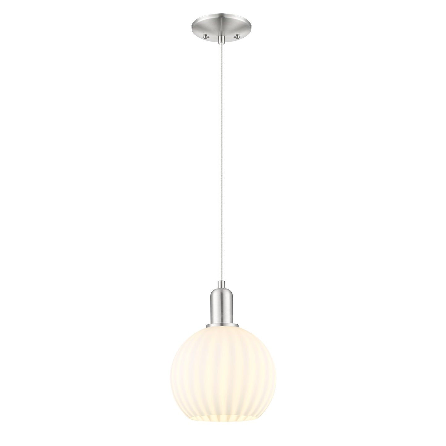 Innovations Lighting Arcadia 8in 1-Light Mini Pendant | Industrial Brushed Satin Nickel and White Venetian Glass | Kitchen | Model 716-1P-SN-G1217-8WV