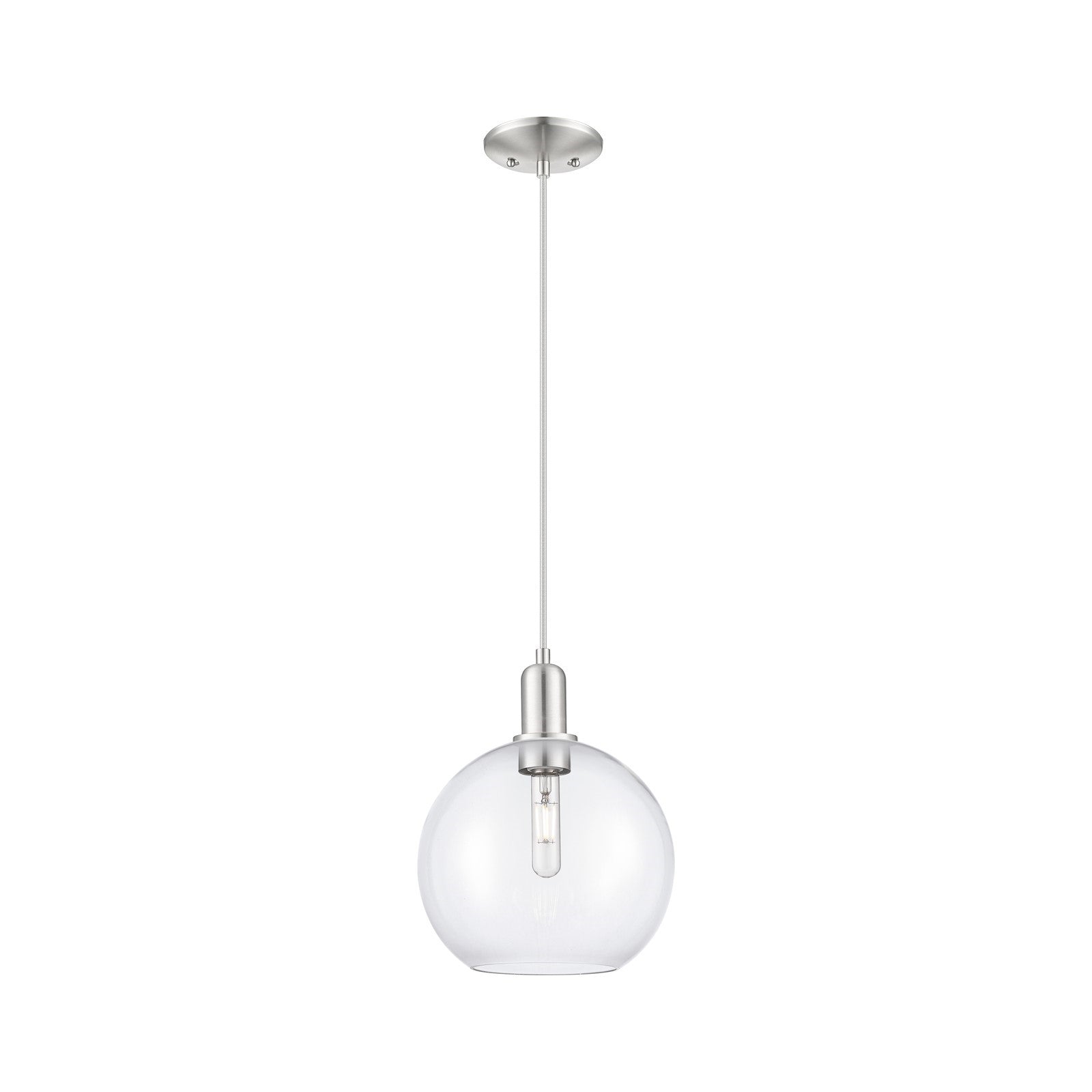 Innovations Athens 10in 1-Light Mini Pendant | Industrial Brushed Satin Nickel Steel and Clear Glass | Kitchen Island & Dining | Model 716-1P-SN-G122-10