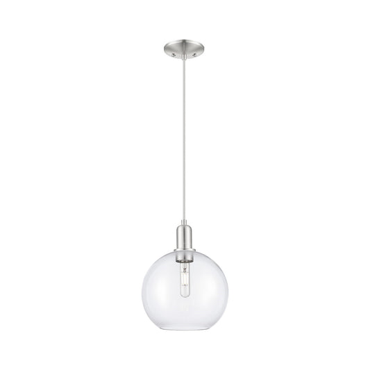 Innovations Athens 10in 1-Light Mini Pendant | Industrial Brushed Satin Nickel Steel and Clear Glass | Kitchen Island & Dining | Model 716-1P-SN-G122-10