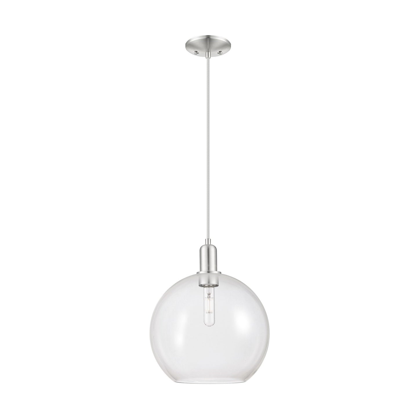 Innovations Athens 12in 1-Light Mini Pendant | Industrial Brushed Satin Nickel and Clear Glass | Kitchen Island & Dining Room | Model 716-1P-SN-G122-12