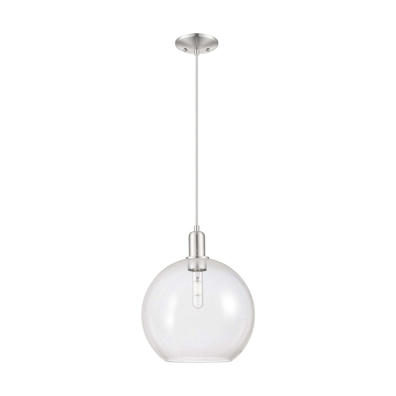 Innovations Athens 12in 1-Light Mini Pendant | Industrial Brushed Satin Nickel and Clear Glass | Kitchen Island & Dining Room | Model 716-1P-SN-G122-12