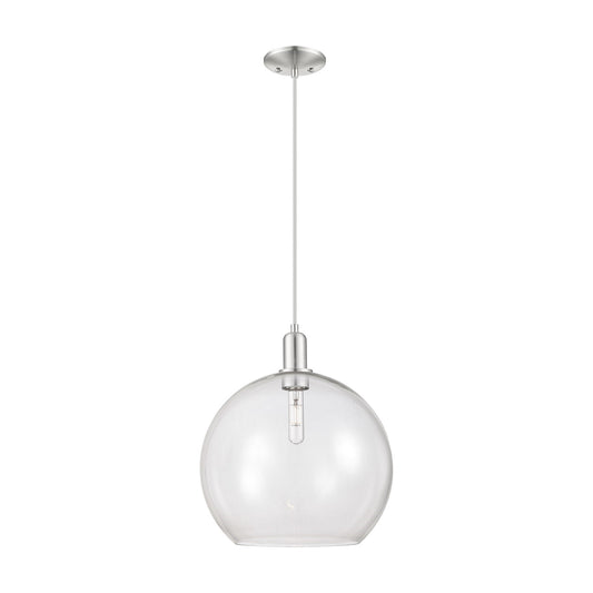 Innovations Athens 14in 1-Light Mini Pendant | Industrial Brushed Satin Nickel Steel and Clear Glass | Kitchen Island & Dining | Model 716-1P-SN-G122-14