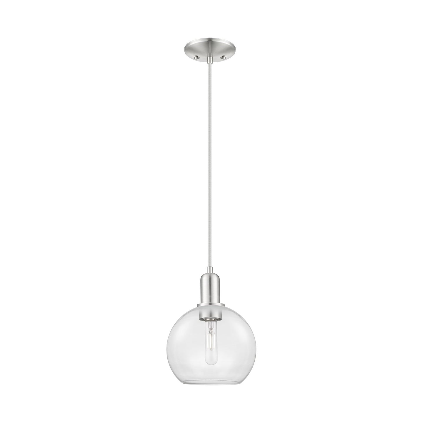 Innovations Athens 8in 1-Light Mini Pendant | Industrial Brushed Satin Nickel Steel and Clear Glass | Kitchen Island & Dining | Model 716-1P-SN-G122-8