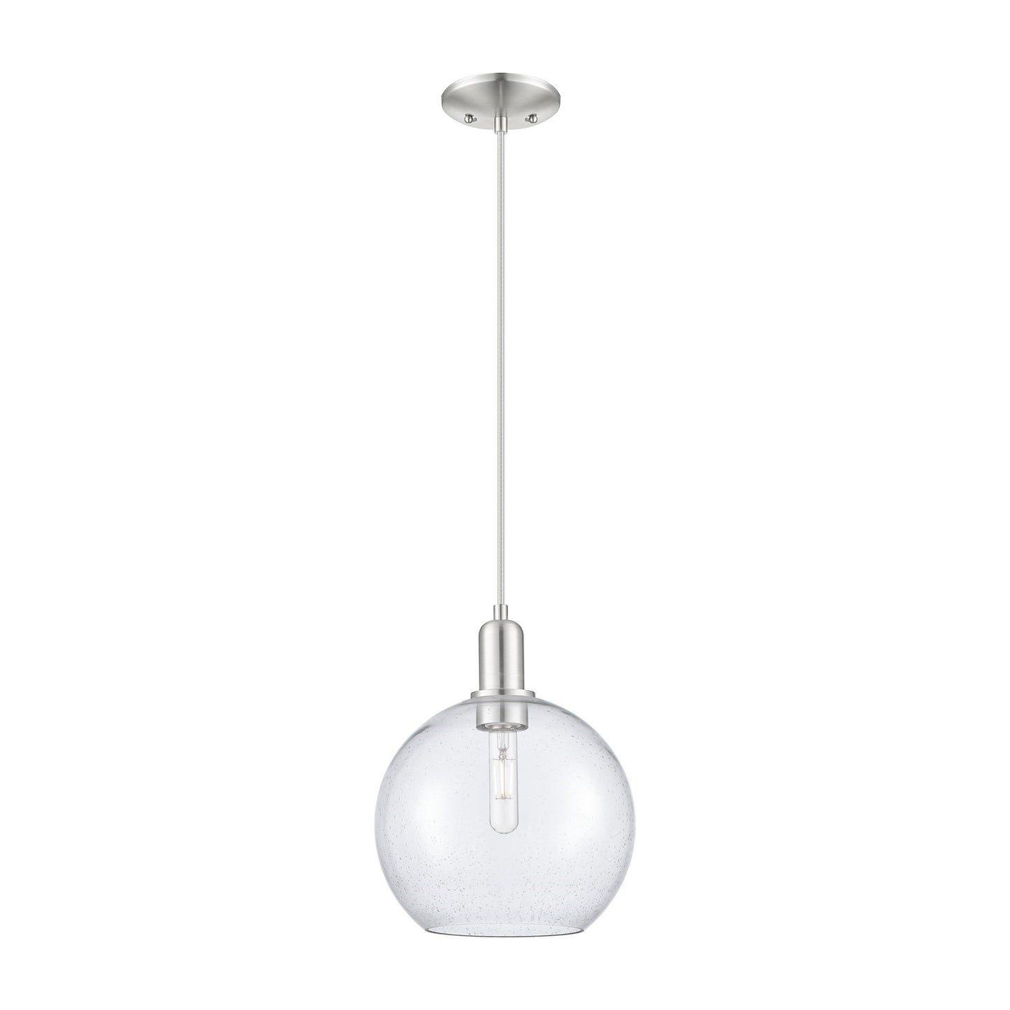 Innovations Athens 10in 1-Light Mini Pendant | Industrial Brushed Satin Nickel Steel and Seedy Glass | Kitchen Island & Dining | Model 716-1P-SN-G124-10