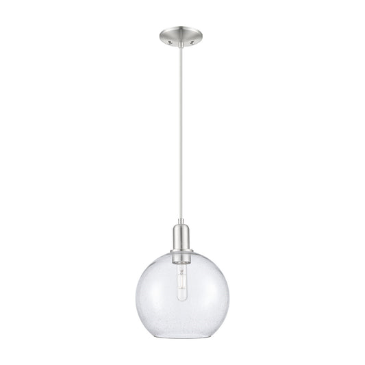 Innovations Athens 10in 1-Light Mini Pendant | Industrial Brushed Satin Nickel Steel and Seedy Glass | Kitchen Island & Dining | Model 716-1P-SN-G124-10