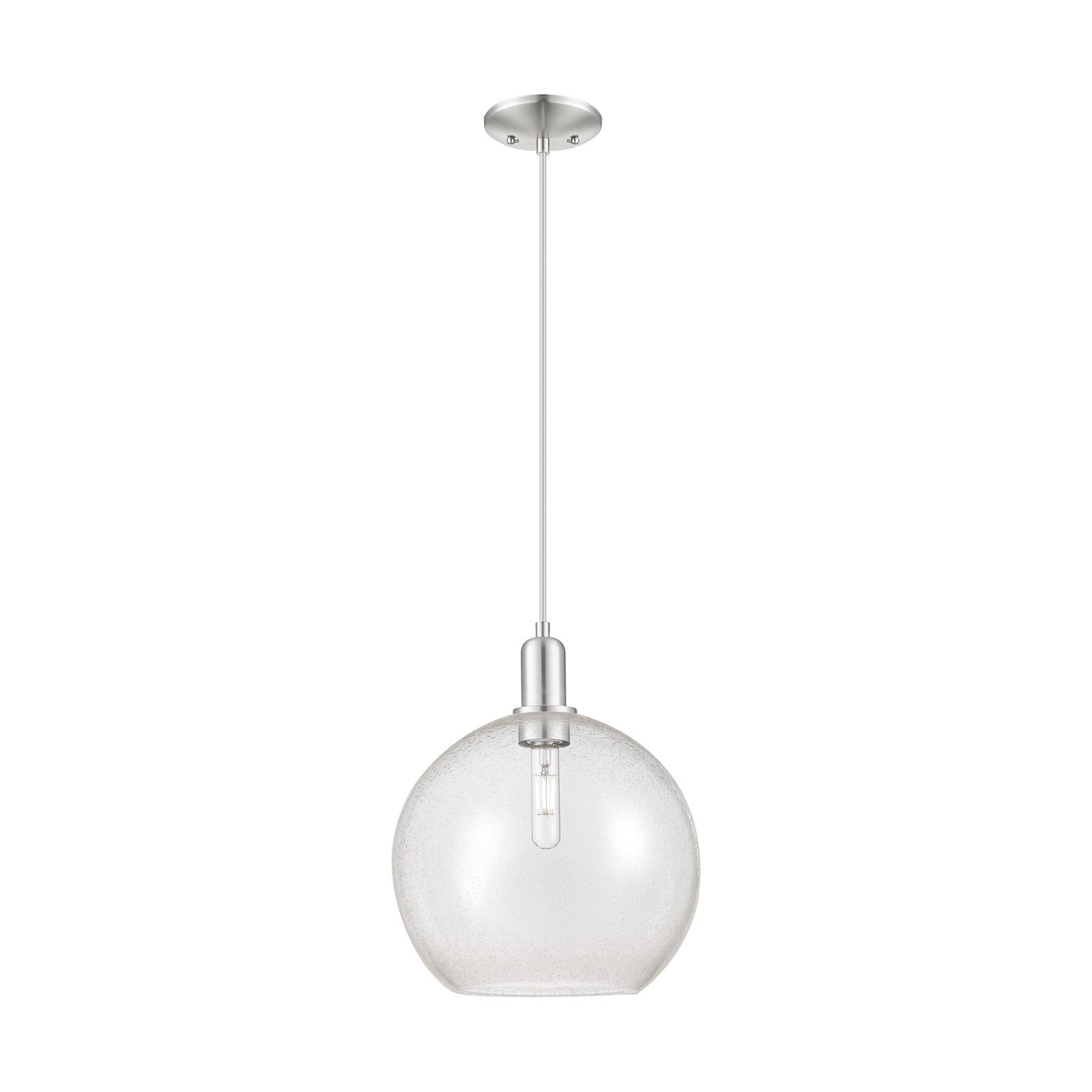 Innovations Athens 12in 1-Light Mini Pendant | Industrial Brushed Satin Nickel and Seedy Glass | Kitchen Island & Dining Room | Model 716-1P-SN-G124-12