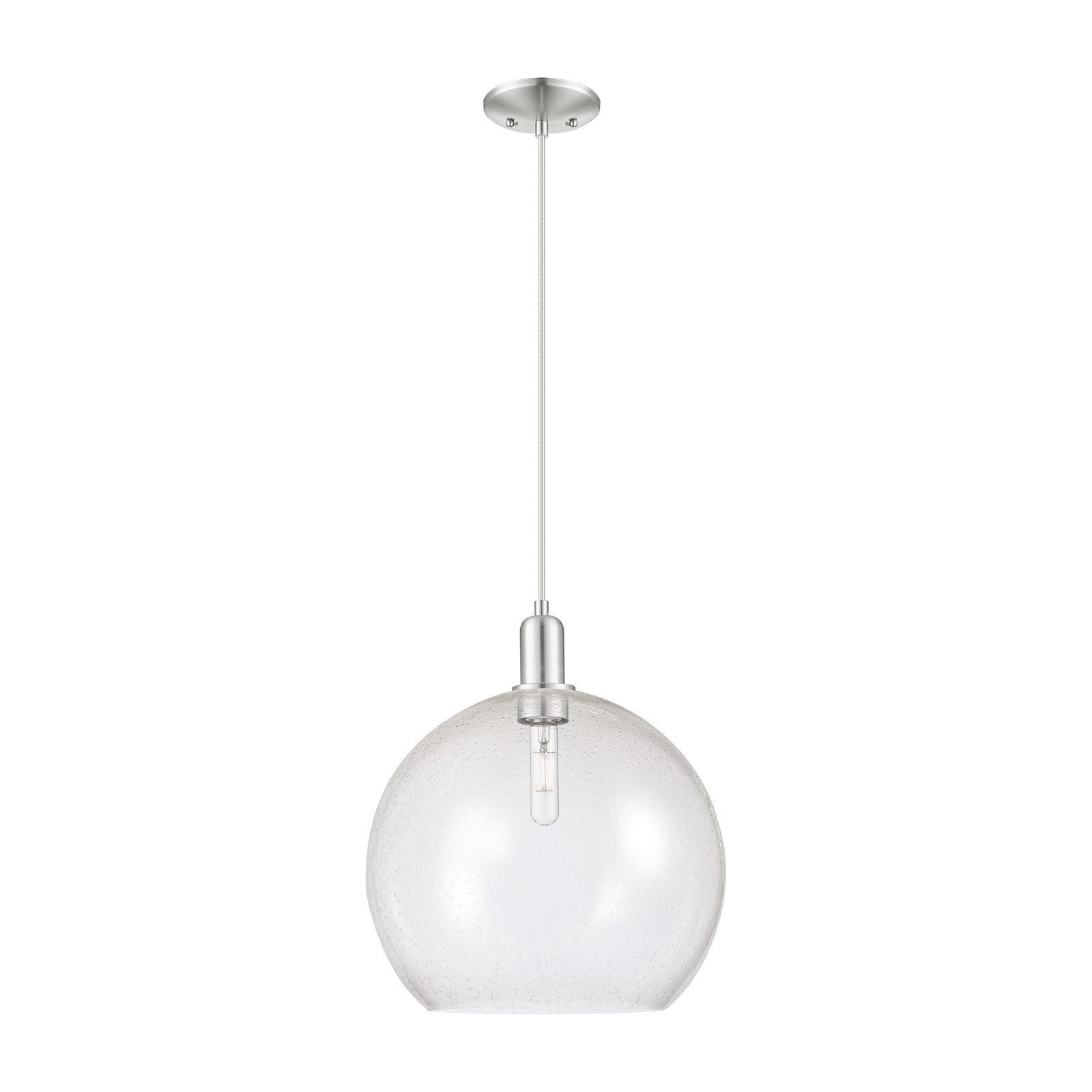 Innovations Athens 14in 1-Light Mini Pendant | Industrial Brushed Satin Nickel Steel and Seedy Glass | Kitchen Island & Dining | Model 716-1P-SN-G124-14