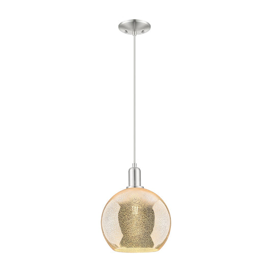 Innovations Athens 10in 1-Light Mini Pendant | Industrial Brushed Satin Nickel Steel and Mercury Glass | Kitchen Island & Dining | Model 716-1P-SN-G128-10