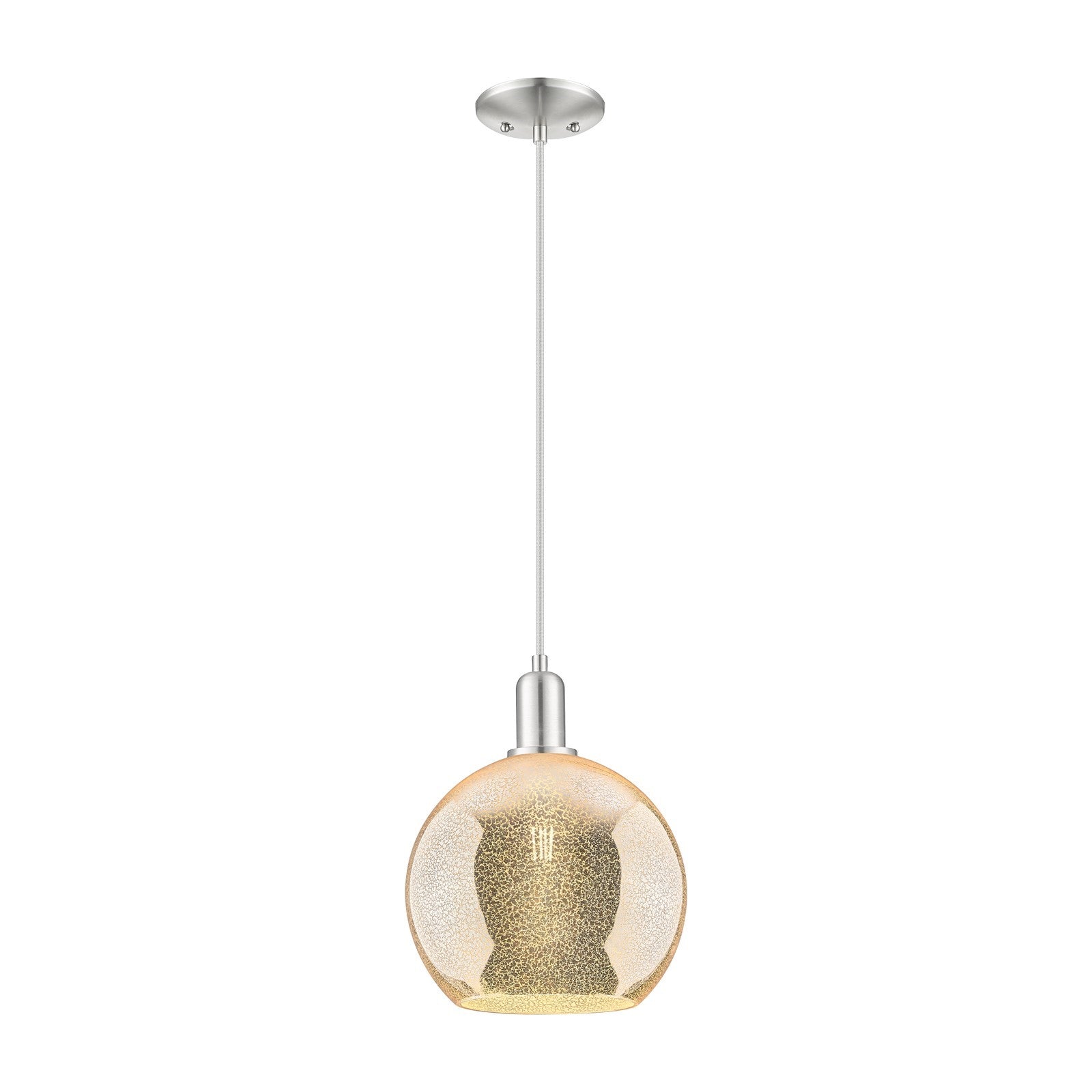 Innovations Athens 12in 1-Light Mini Pendant | Industrial Brushed Satin Nickel Steel and Mercury Glass | Kitchen Island & Dining | Model 716-1P-SN-G128-12