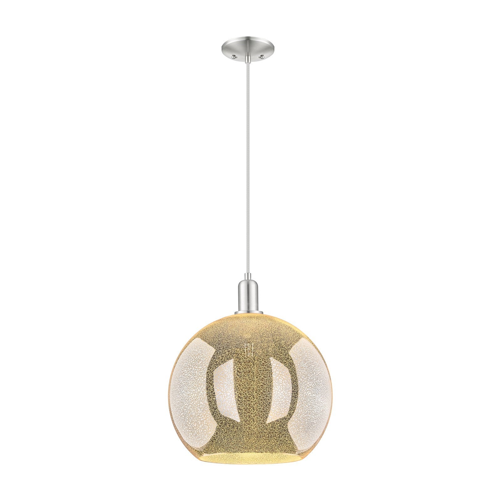 Innovations Athens 14in 1-Light Mini Pendant | Industrial Brushed Satin Nickel Steel and Mercury Glass | Kitchen Island & Dining | Model 716-1P-SN-G128-14