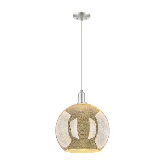 Innovations Athens 14in 1-Light Mini Pendant | Industrial Brushed Satin Nickel Steel and Mercury Glass | Kitchen Island & Dining | Model 716-1P-SN-G128-14