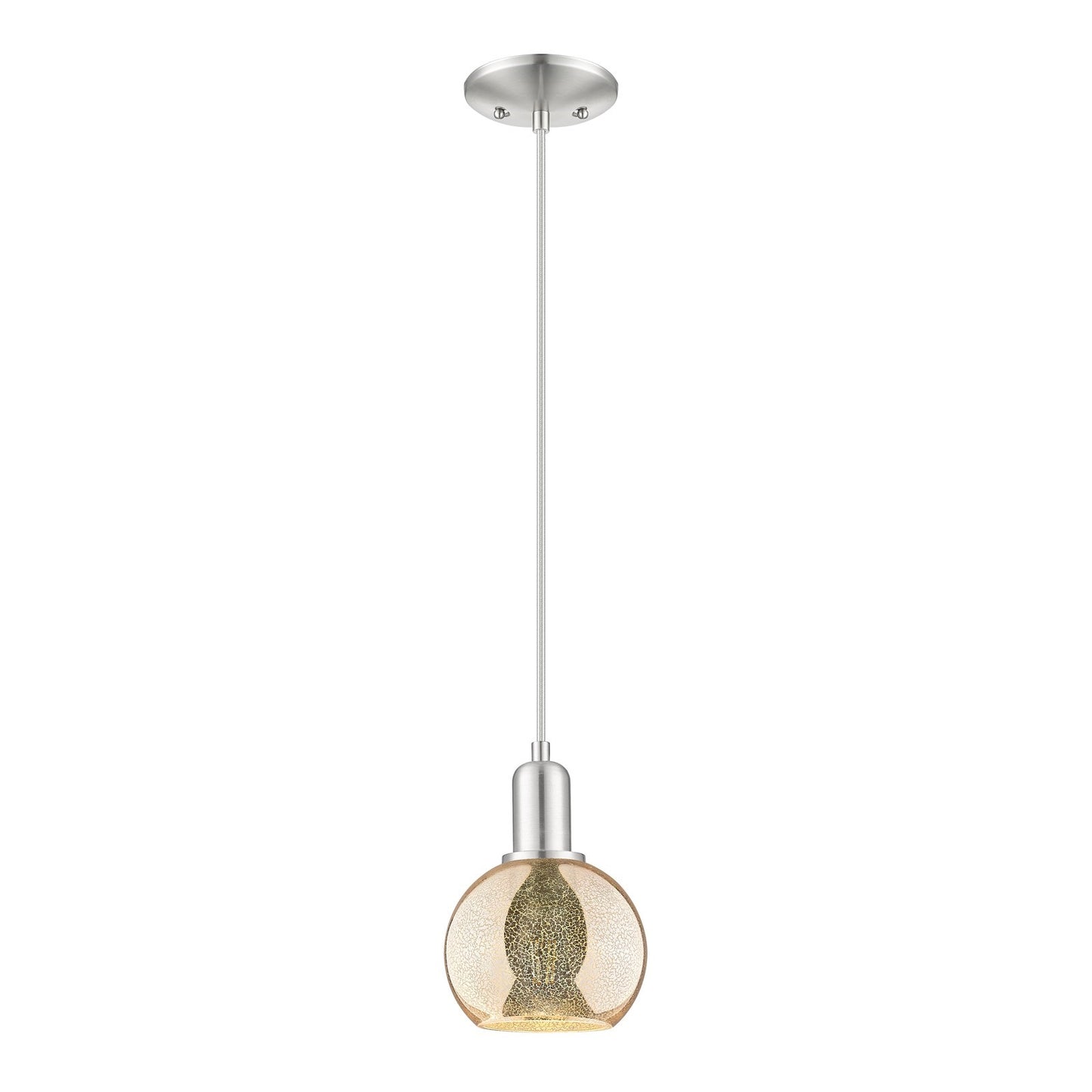 Innovations Athens 6in 1-Light Mini Pendant | Industrial Brushed Satin Nickel Steel and Mercury Glass | Kitchen Island & Dining | Model 716-1P-SN-G128-6