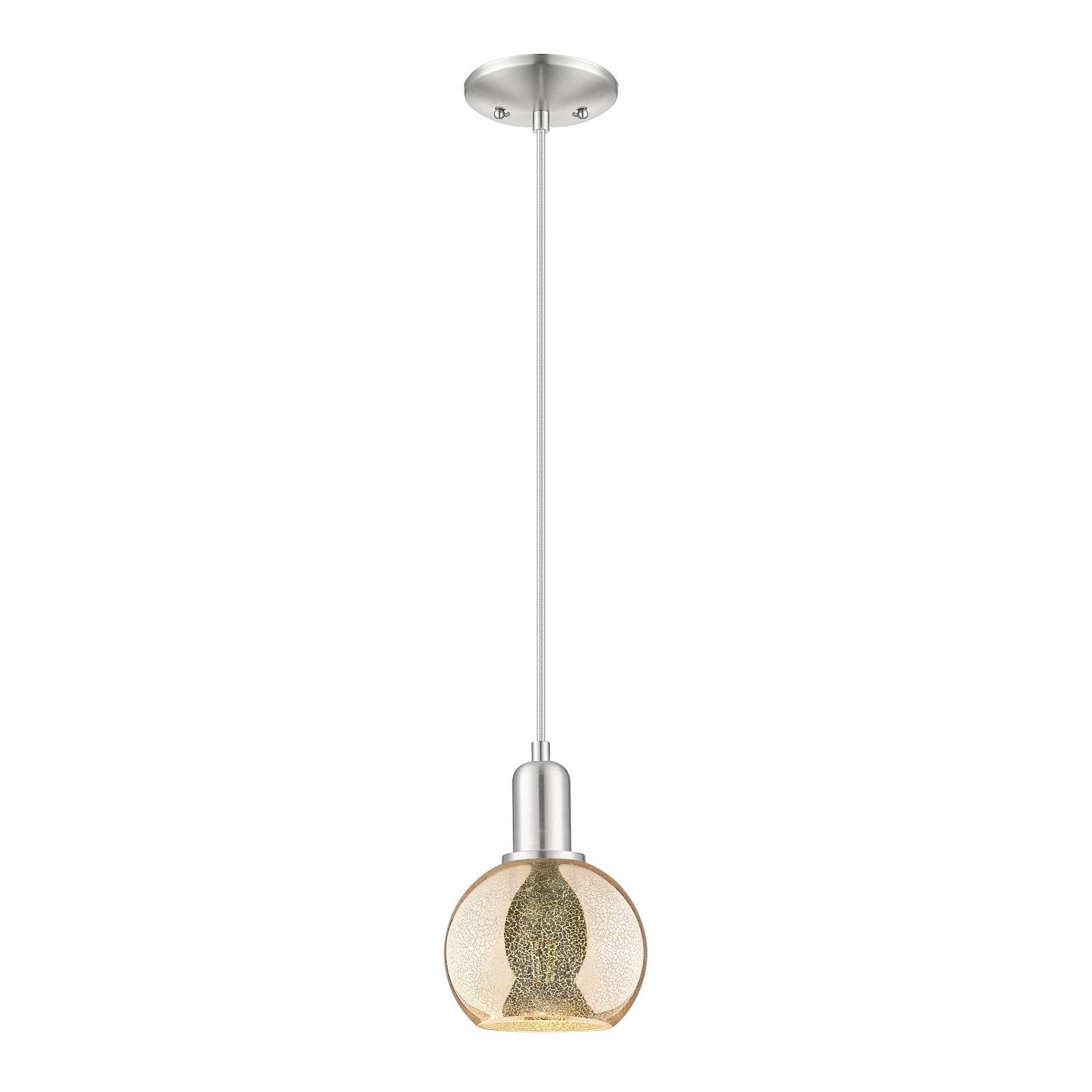 Innovations Athens 6in 1-Light Mini Pendant | Industrial Brushed Satin Nickel Steel and Mercury Glass | Kitchen Island & Dining | Model 716-1P-SN-G128-6