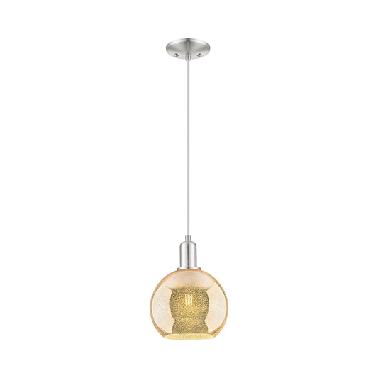 Innovations Athens 8in 1-Light Mini Pendant | Industrial Brushed Satin Nickel Steel and Mercury Glass | Kitchen Island & Dining | Model 716-1P-SN-G128-8