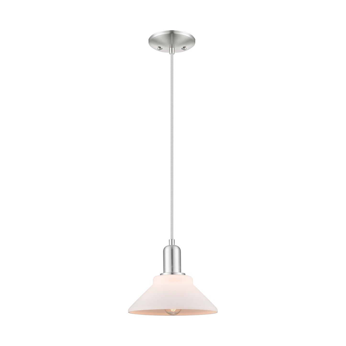 Innovations Orwell 8in 1-Light Mini Pendant | Industrial Brushed Satin Nickel and Matte White Glass | Kitchen Island & Dining Room | Model 716-1P-SN-G131
