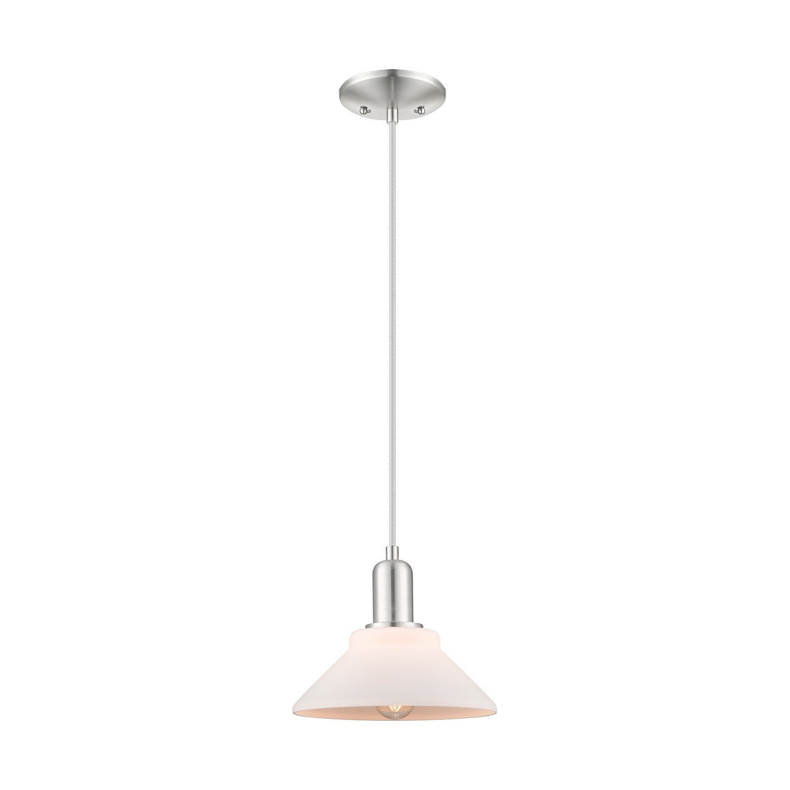 Innovations Orwell 8in 1-Light Mini Pendant | Industrial Brushed Satin Nickel and Matte White Glass | Kitchen Island & Dining Room | Model 716-1P-SN-G131