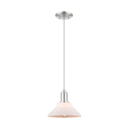 Innovations Orwell 8in 1-Light Mini Pendant | Industrial Brushed Satin Nickel and Matte White Glass | Kitchen Island & Dining Room | Model 716-1P-SN-G131